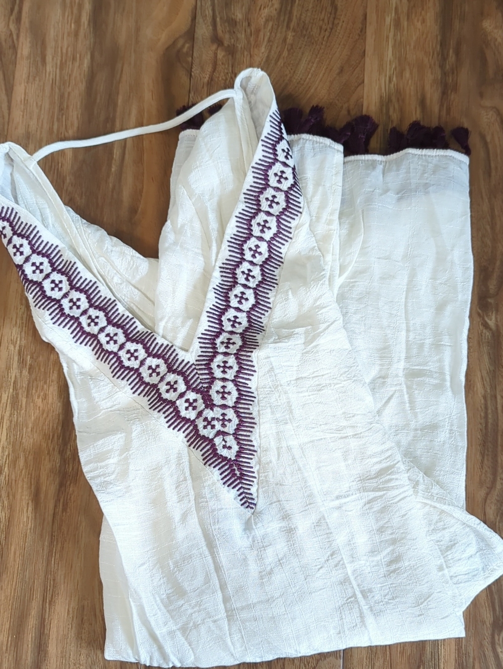 Kona Sol Embroidered Swim Cover Up With Tassels